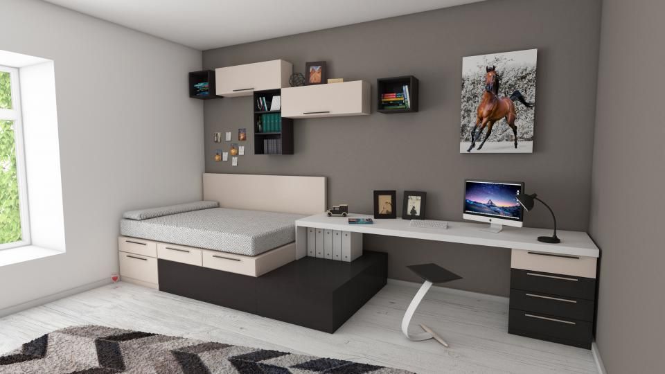 A guest room with two beds and a window